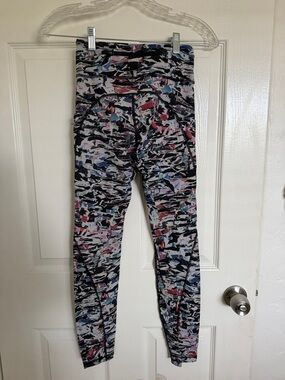 lululemon athletica Black, White & Pink Abstract Print Leggings